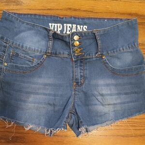 VIP Women's Distressed Stretch Denim Blue Jean Shorts 13/14